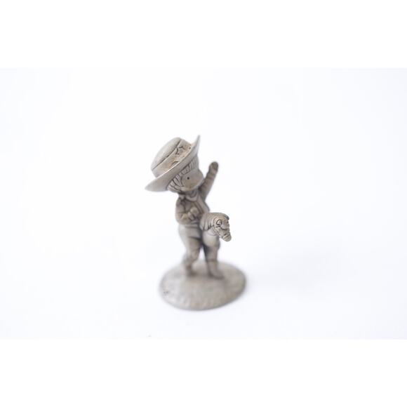 Hallmark, 1983, Joan Walsh Anglund, Cowboy, Hobby Horse, Pewter, Statue, Miniatu - Picture 2 of 4